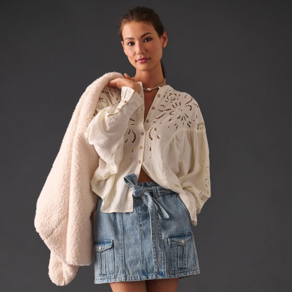 Anthropologie structured eyelet blouse